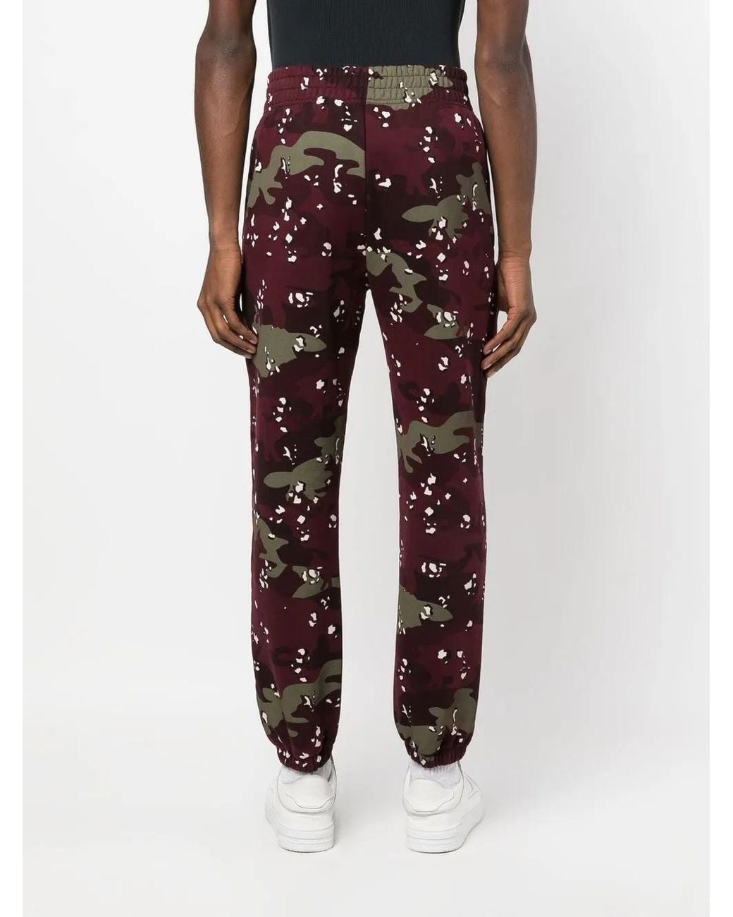 Maison Kitsuné Red Camouflage-Print Cotton Joggers for men