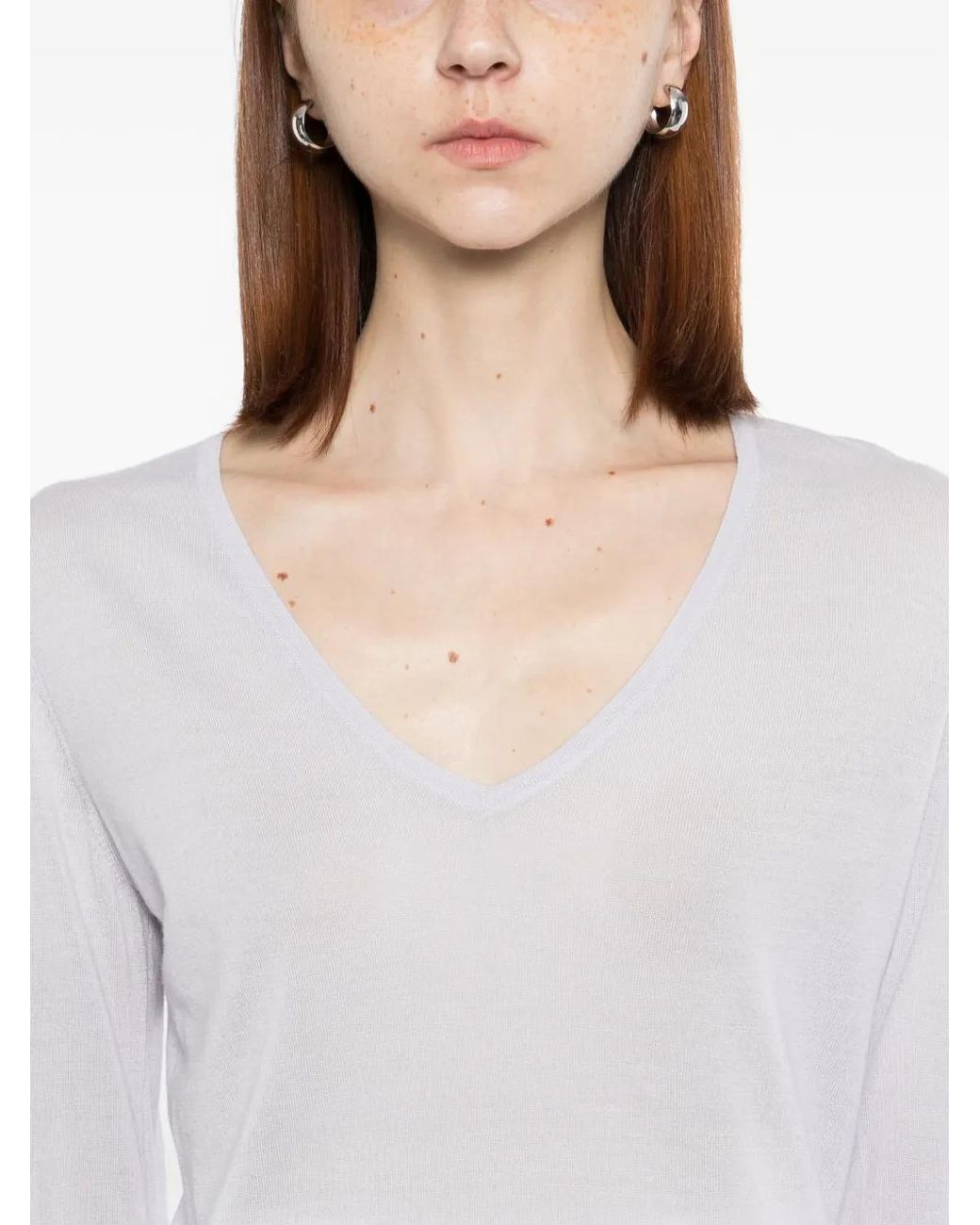 T-Shirt Imogen À Manches Longues N.Peal Cashmere en coloris White