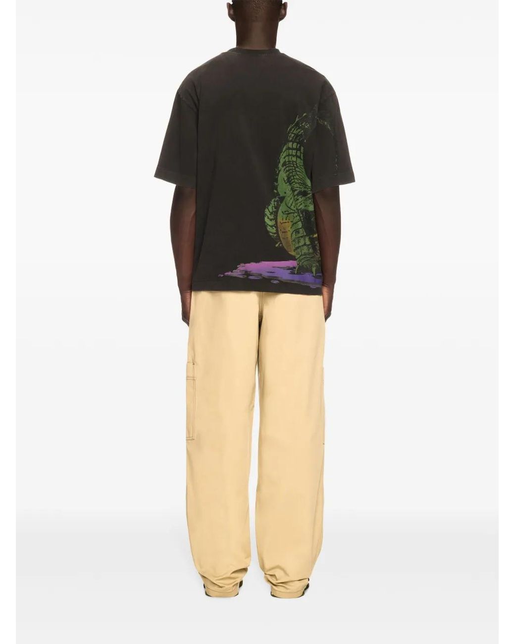 Off-White c/o Virgil Abloh Yellow Contrasting Waistband And Stitch Cargo Pants for men