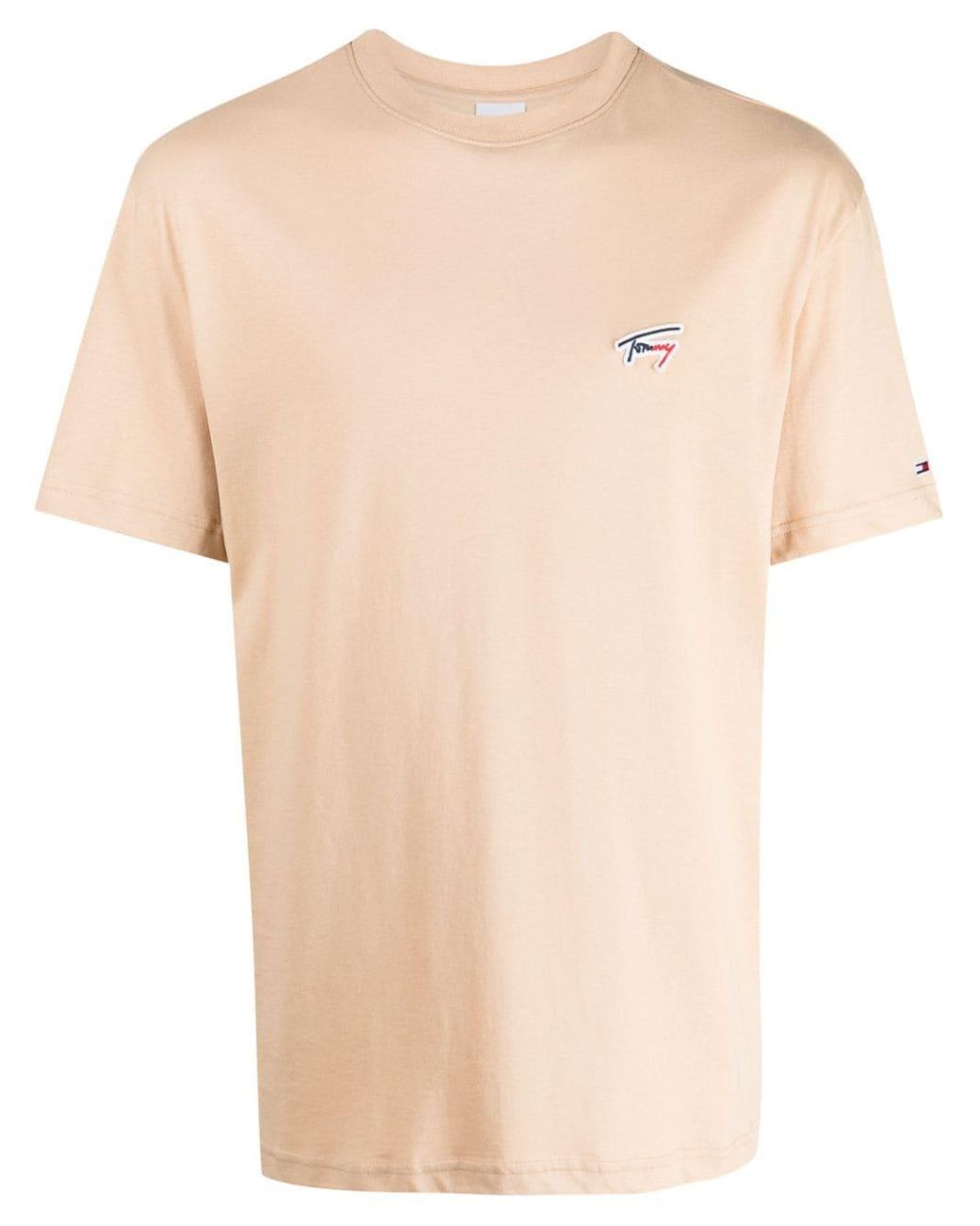Tommy Hilfiger Signature Logo-patch Cotton T-shirt in Natural for Men | Lyst