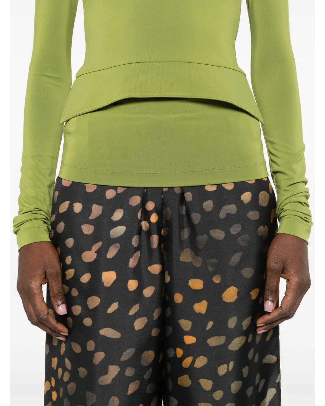 Nanushka Green Round-Neck Long-Sleeve Top
