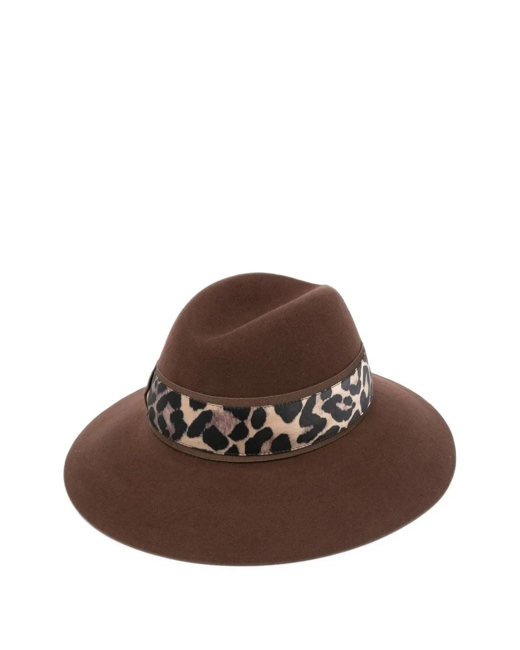 Borsalino Brown Leopard-Print Bow-Detail Hat