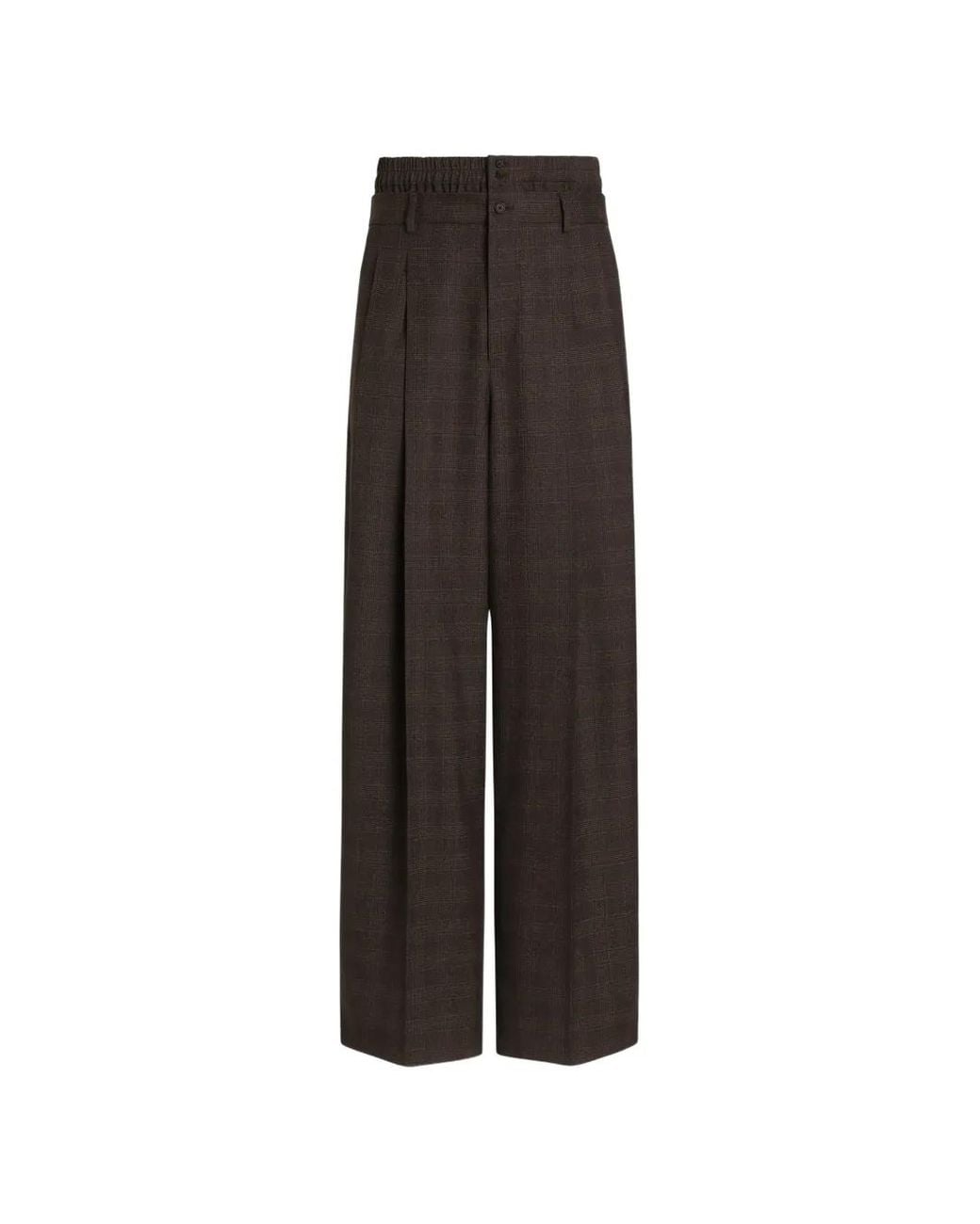 Dolce & Gabbana Brown Dolce & Gabbana Glen Wool Check Trousers for men