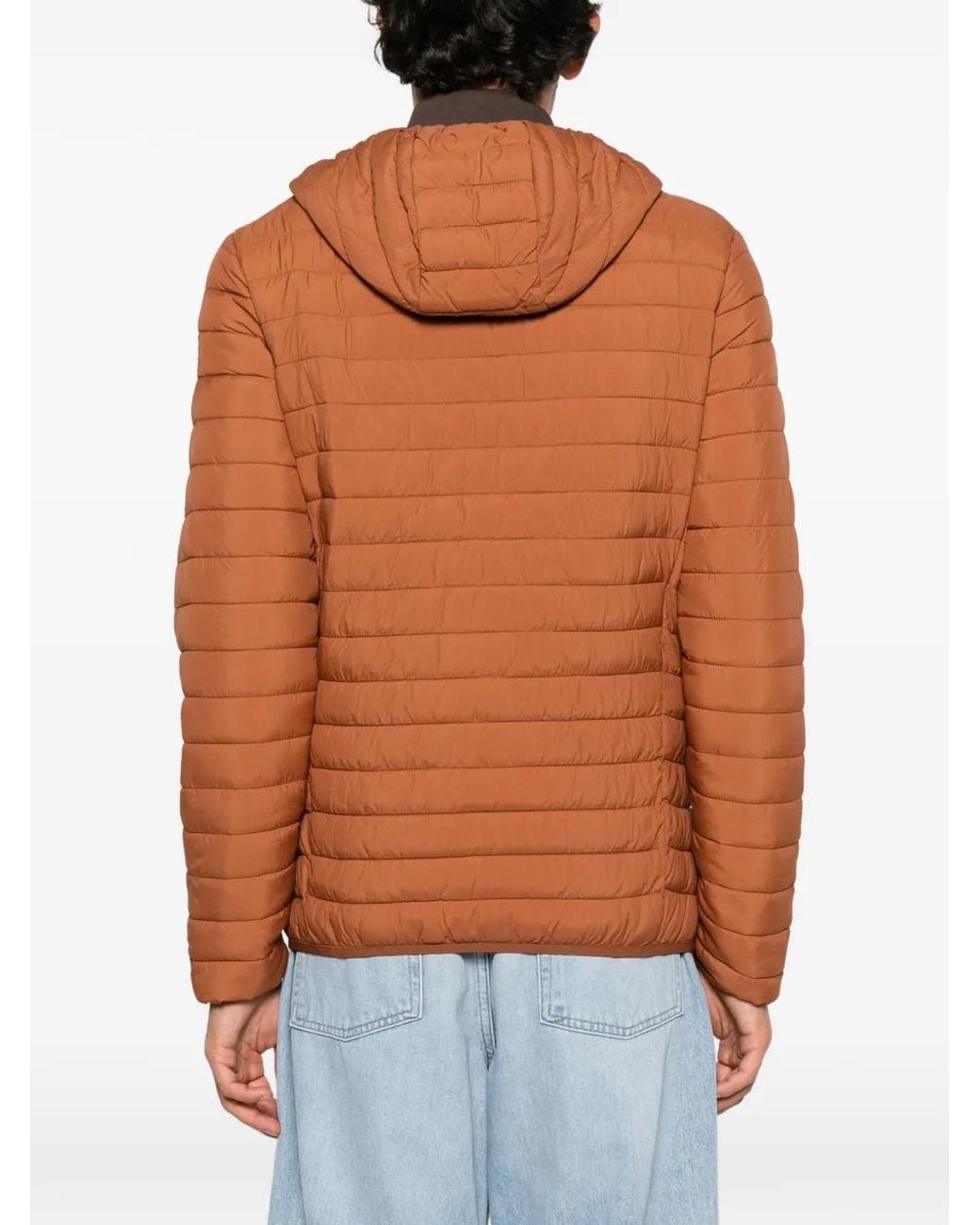 Piquadro Orange Hooded Quilted Jacket for men