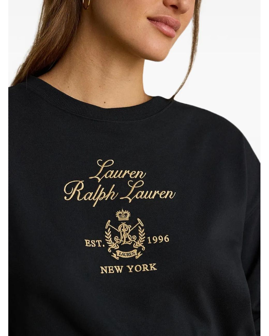 Ralph Lauren Black Logo-Print Crew-Neck Sweatshirt