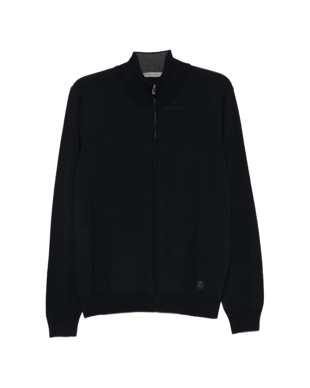 Corneliani Black Zip-Up Knitted Sweater for men