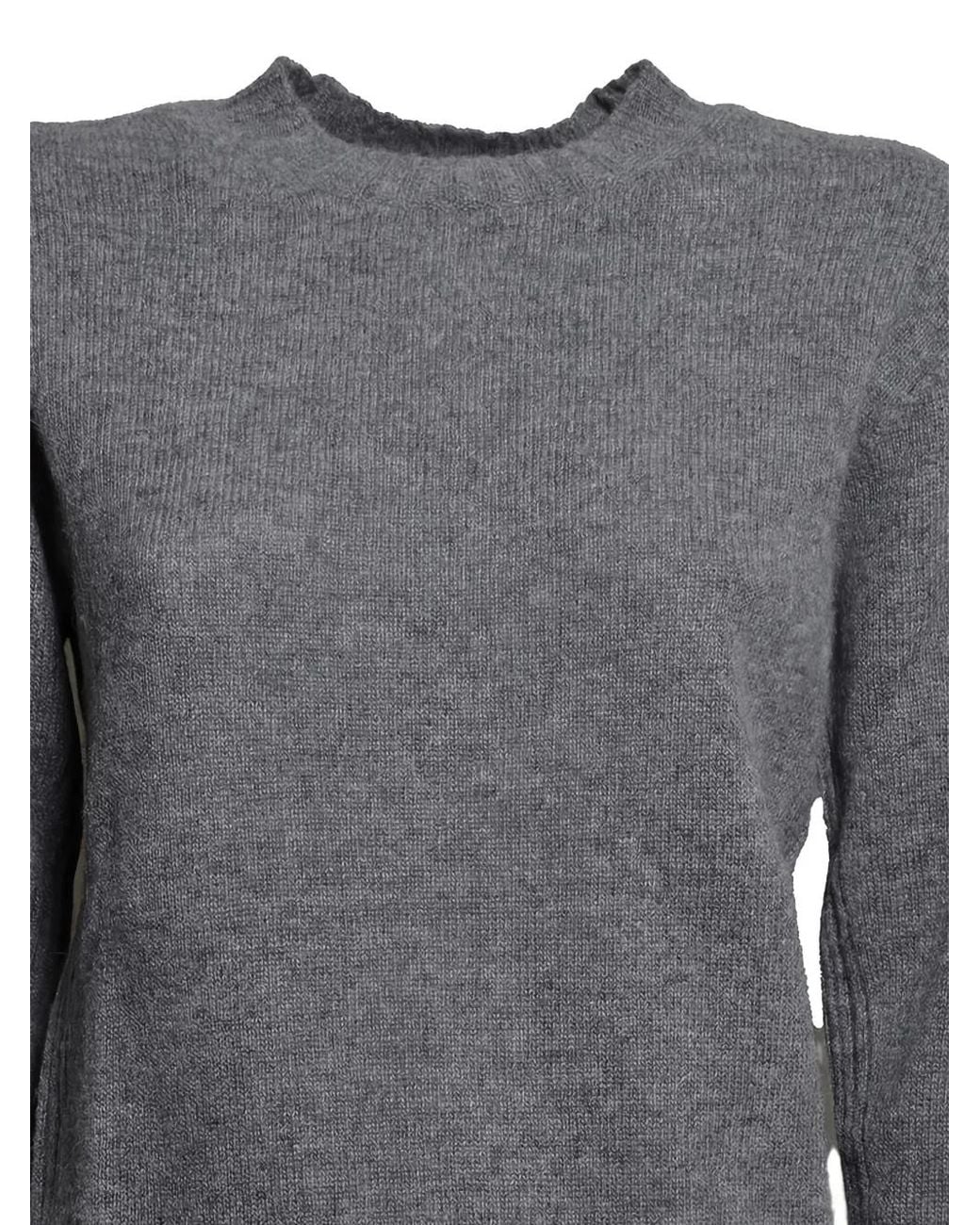 SOLOTRE Gray Cut-Out Knitted Sweater