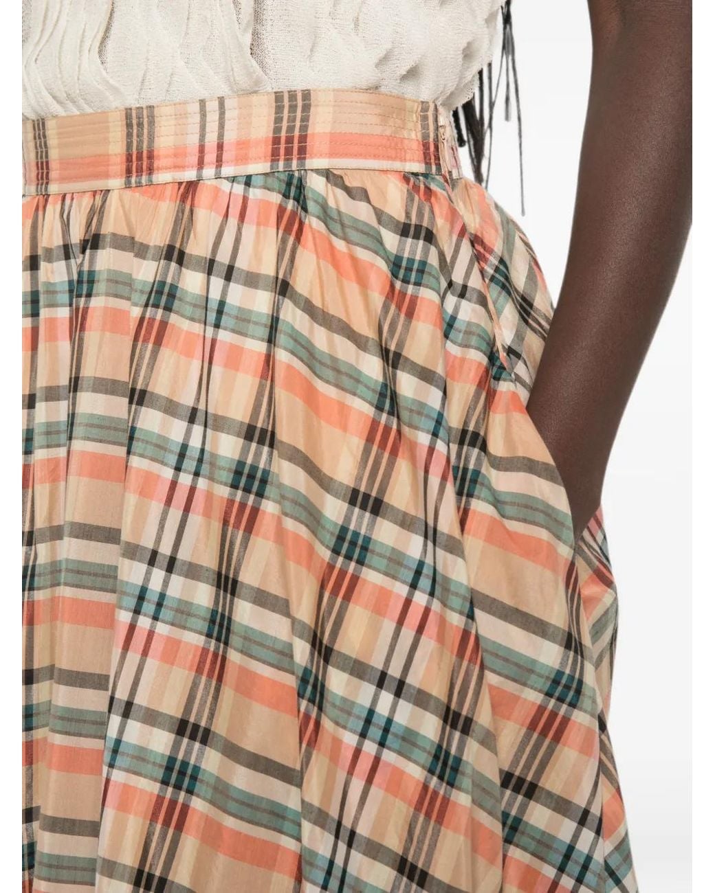 Ulla Johnson Natural Jupe Mi-Longue Annette À Carreaux