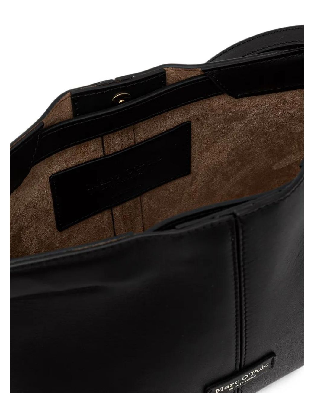 Marc O' Polo Black Logo-Patch Leather Tote Bag