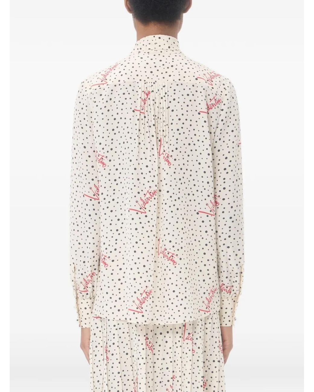 Valentino Garavani Natural Chemise Plus De Pois En Crêpe De Chine