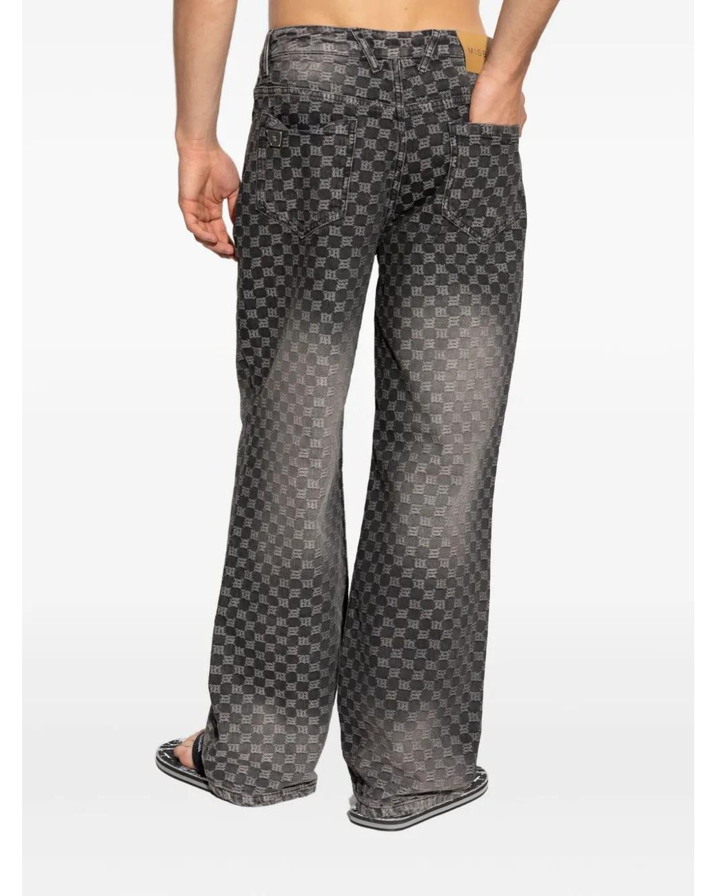M I S B H V Gray Monogram Jeans for men