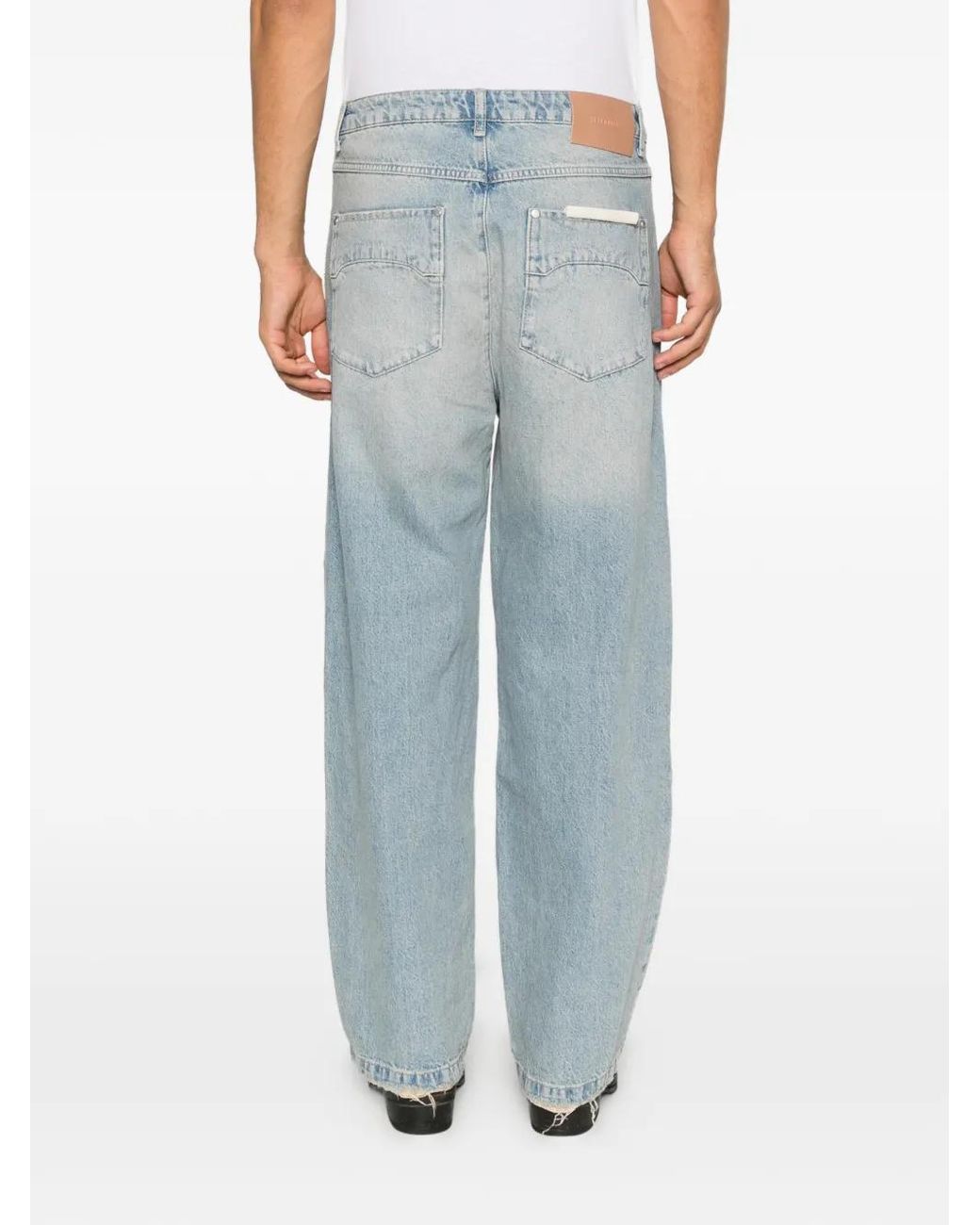 RETERNITY Blue Distressed Wide-Leg Jeans for men