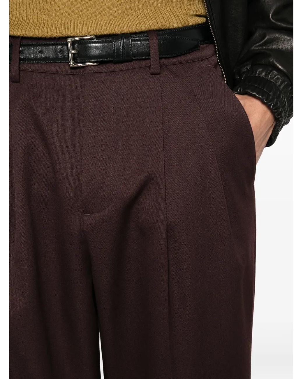 Low Brand Brown Zeta Pleated Straight-Leg Trousers for men