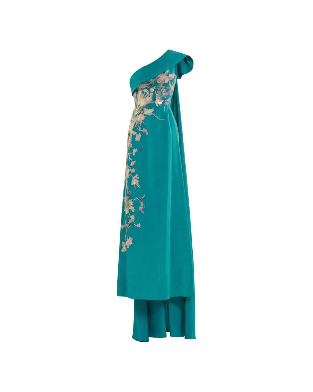 Saiid Kobeisy Blue One-Shoulder Embroidered Evening Dress