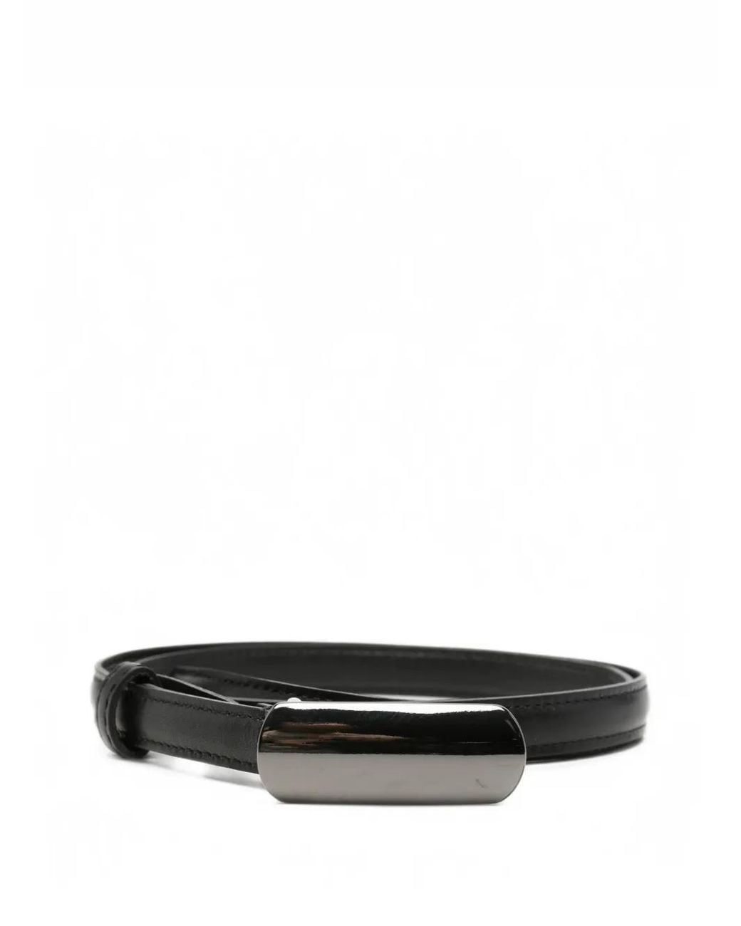 Antonelli White Plaque-Buckle Leather Belt