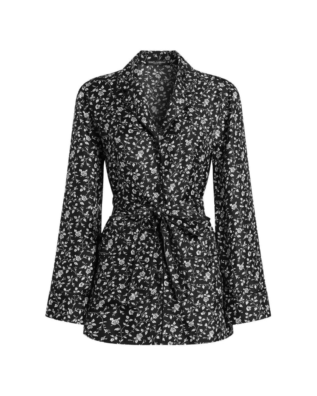Dolce & Gabbana Black Roses And Lilies Of The Valley-Print Twill Shirt