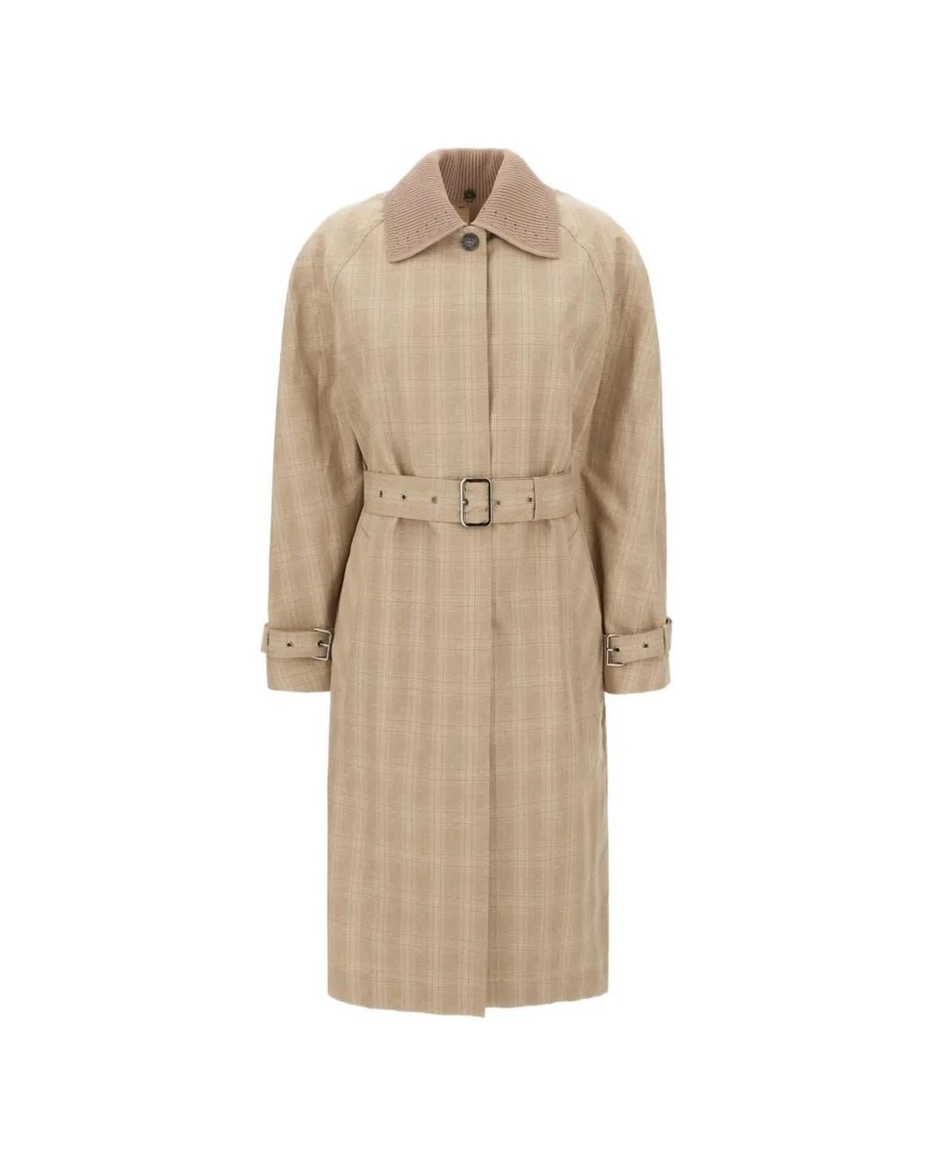 Iceberg Natural Check-Pattern Belted Coat