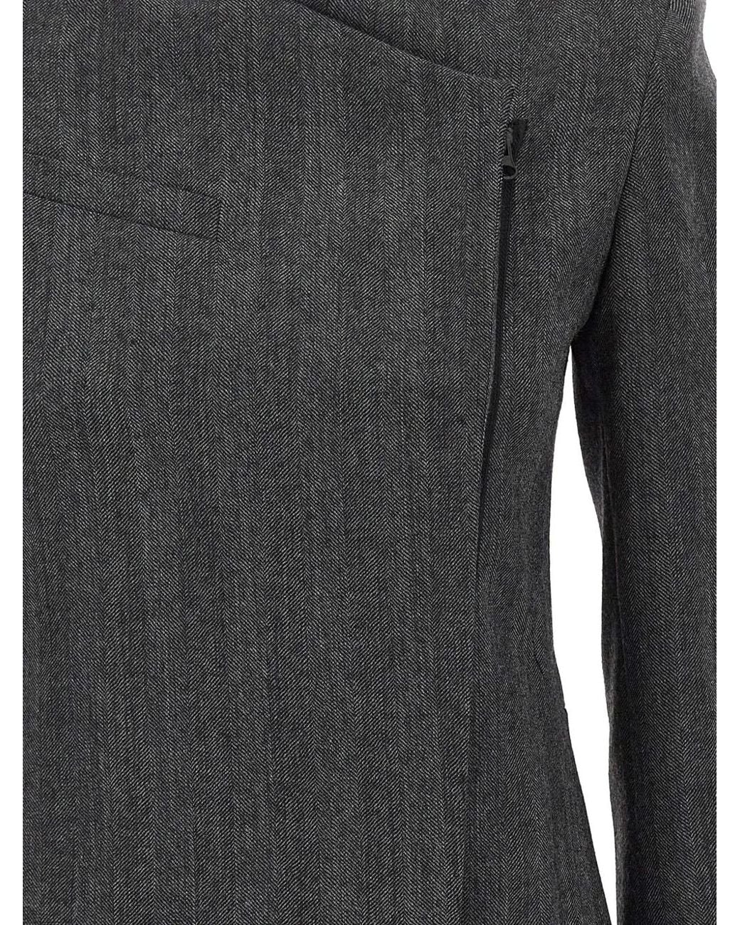 Coperni Black Herringbone-Pattern Asymmetrical-Fastening Jacket