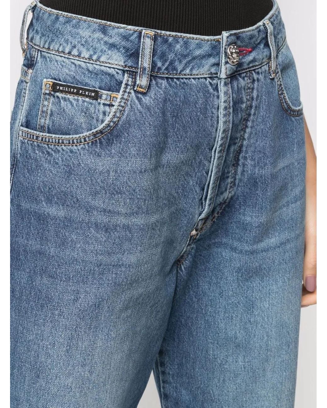 Philipp Plein Blue Iconic Plein Wide-Leg Jeans