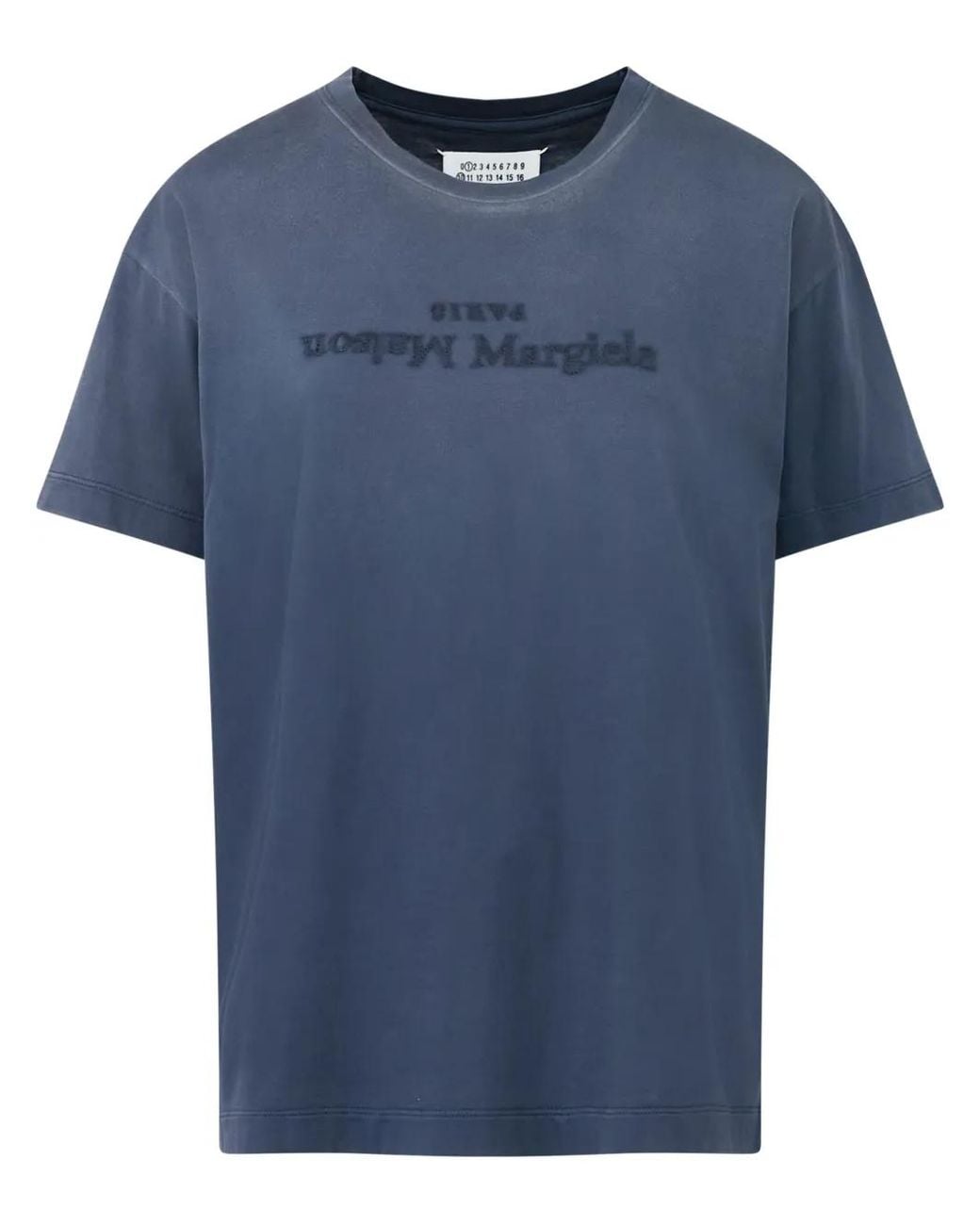 Maison Margiela Blue Reverse Logo Cotton T-Shirt