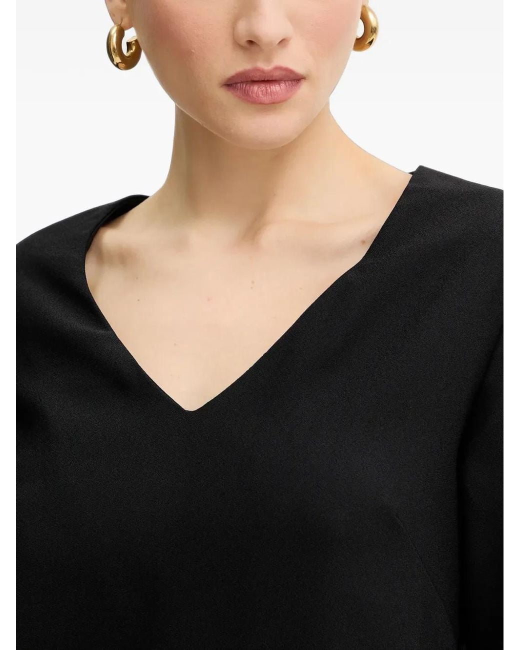 Silvian Heach Black V-Neck Long-Sleeve Mini Dress