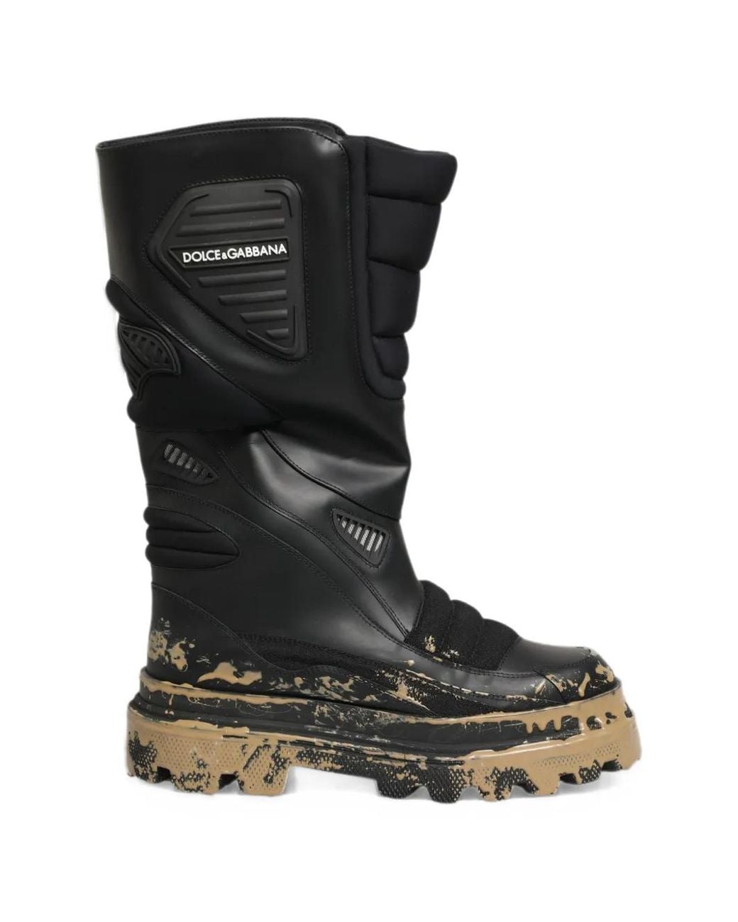 Dolce & Gabbana Black Logo-Plaque Leather Boots for men