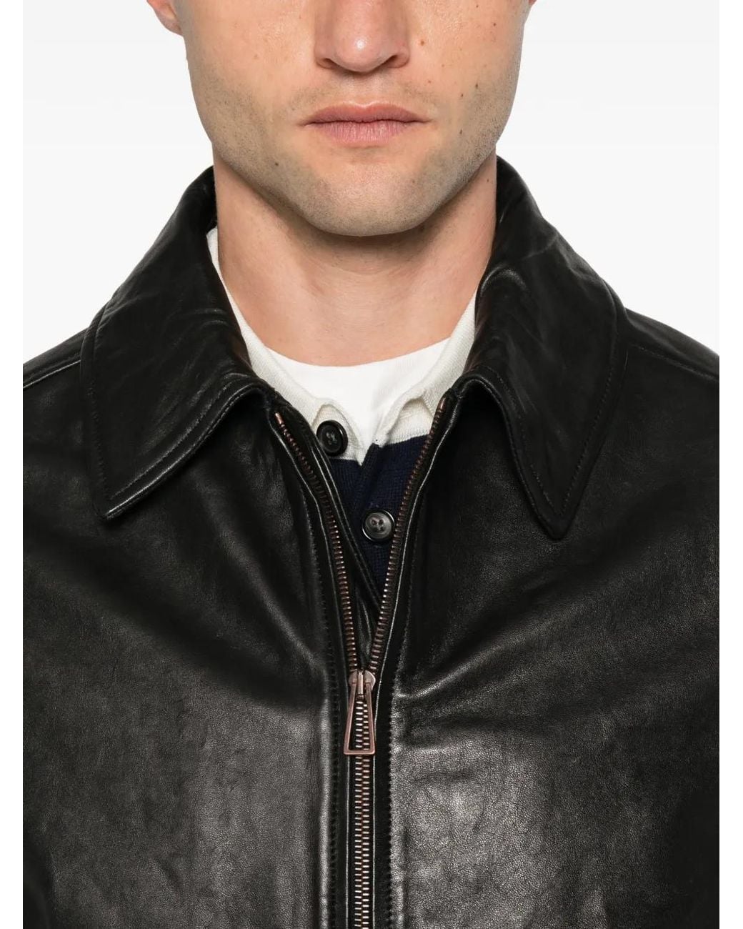 Paul Smith Black Leather Jacket for men