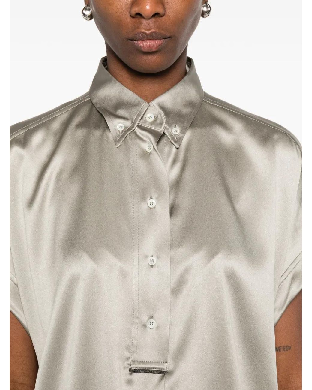 Brunello Cucinelli Natural Bluse Mit Knöpfen