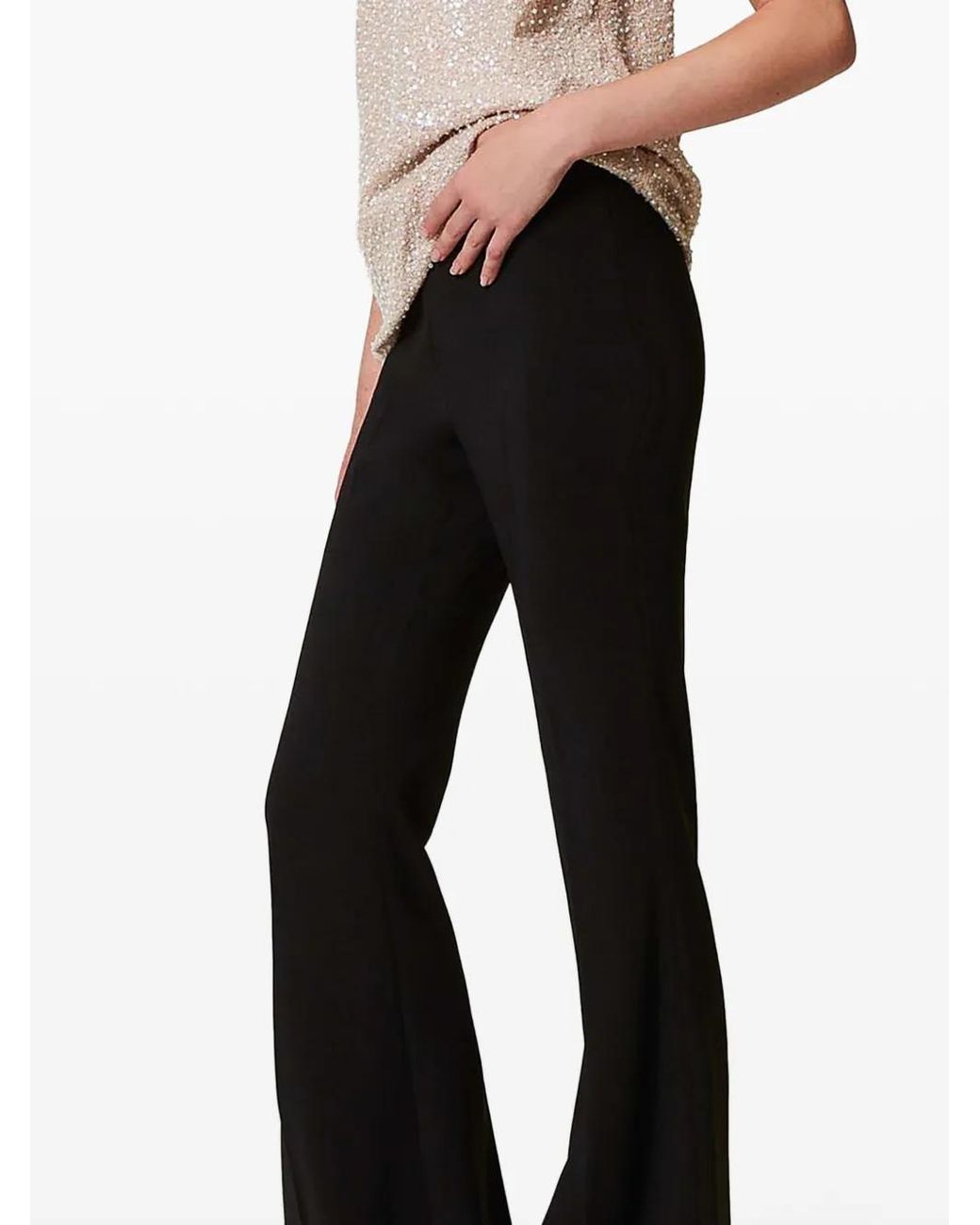 Twinset Black Crêpe Flared Trousers