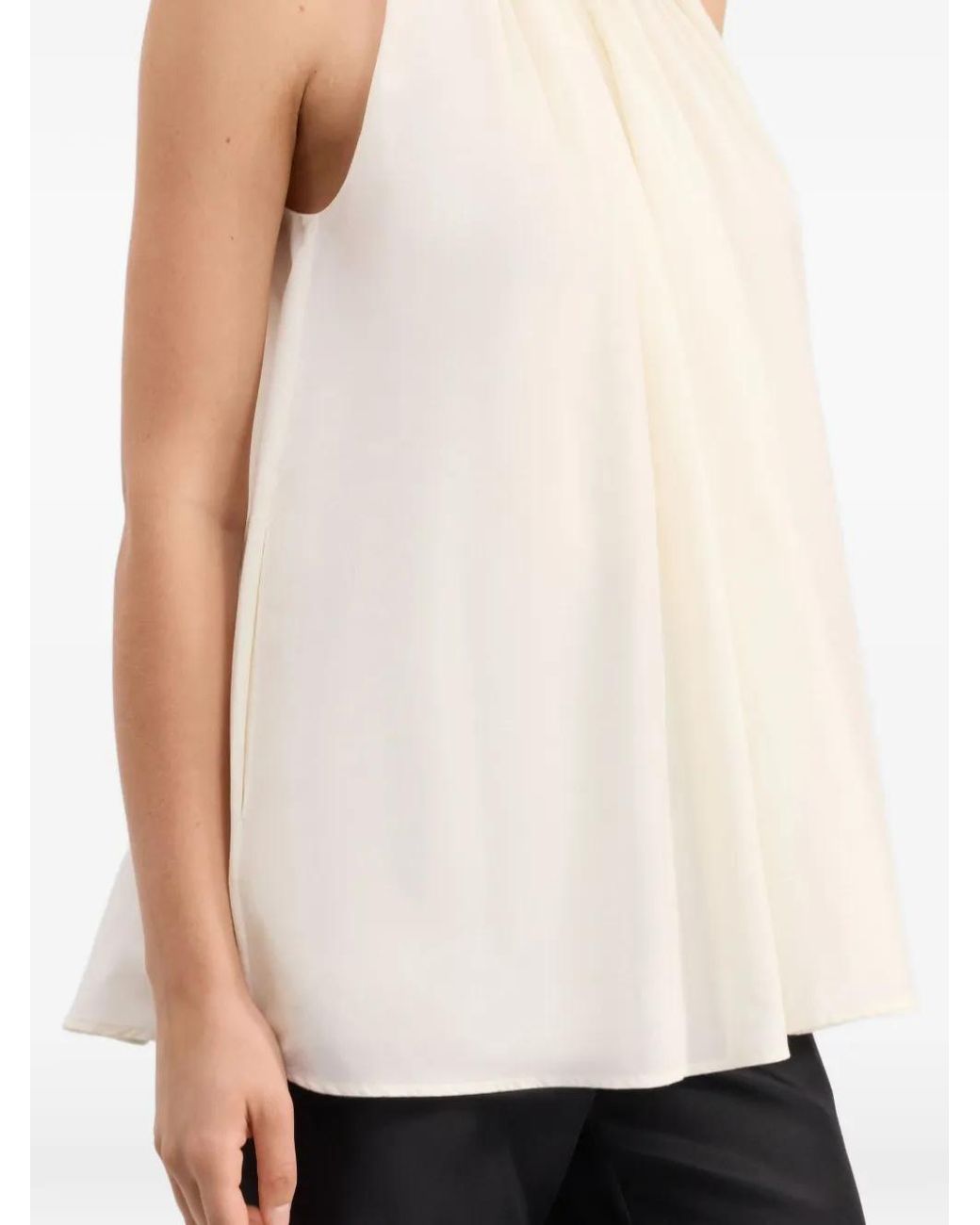 Loulou de Saison White Liao Flaring Gathered Blouse