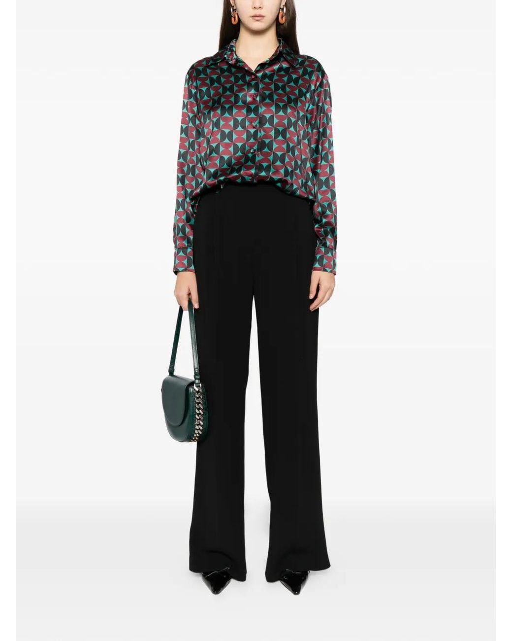 Cynthia Rowley Green Geometric Pattern Shirt