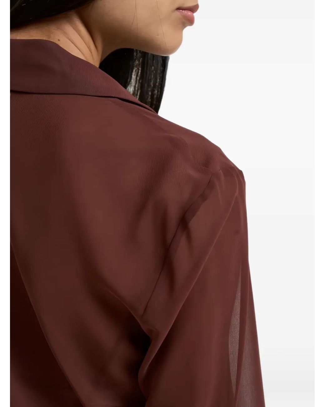 Patrizia Pepe Red Cowl-Neck Long-Sleeves Blouse