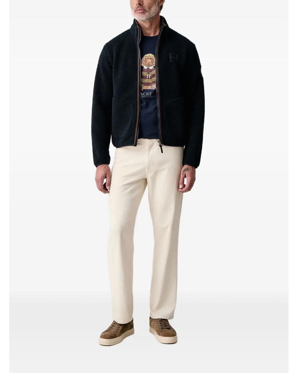 Hackett Blue Fleece Zip-Up Jacket for men