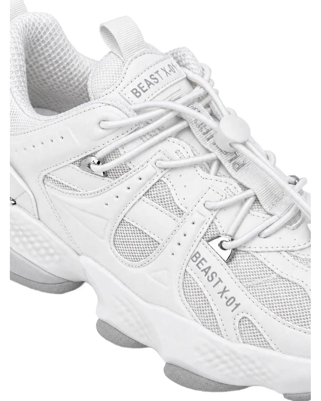 Philipp Plein White Runner Beast X-01 Panelled Sneakers