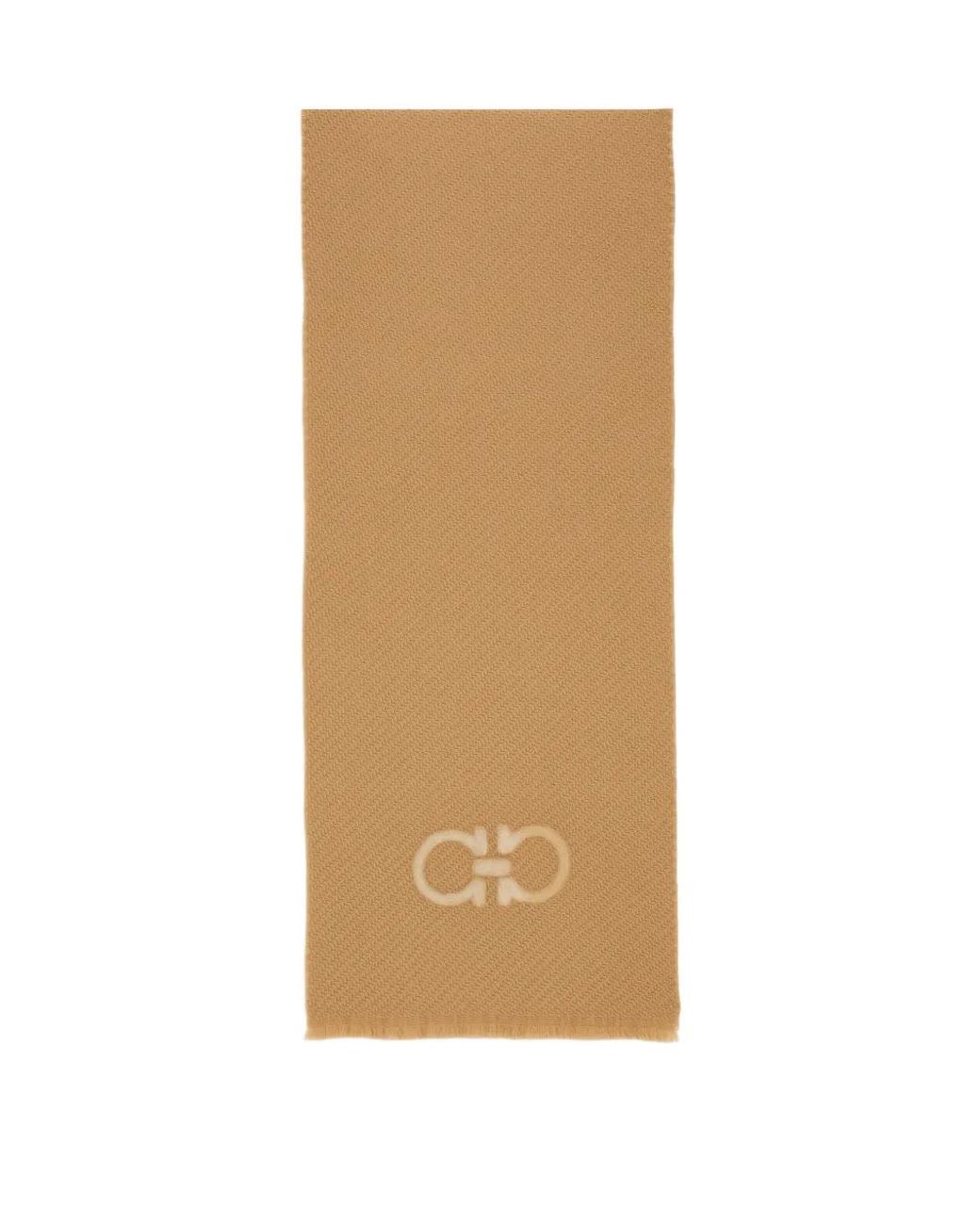 Ferragamo Natural Gancini-Motif Wool Scarf