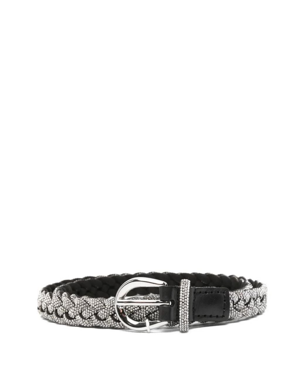 DEHANCHE White Priscilla Rhinestone Braided Belt