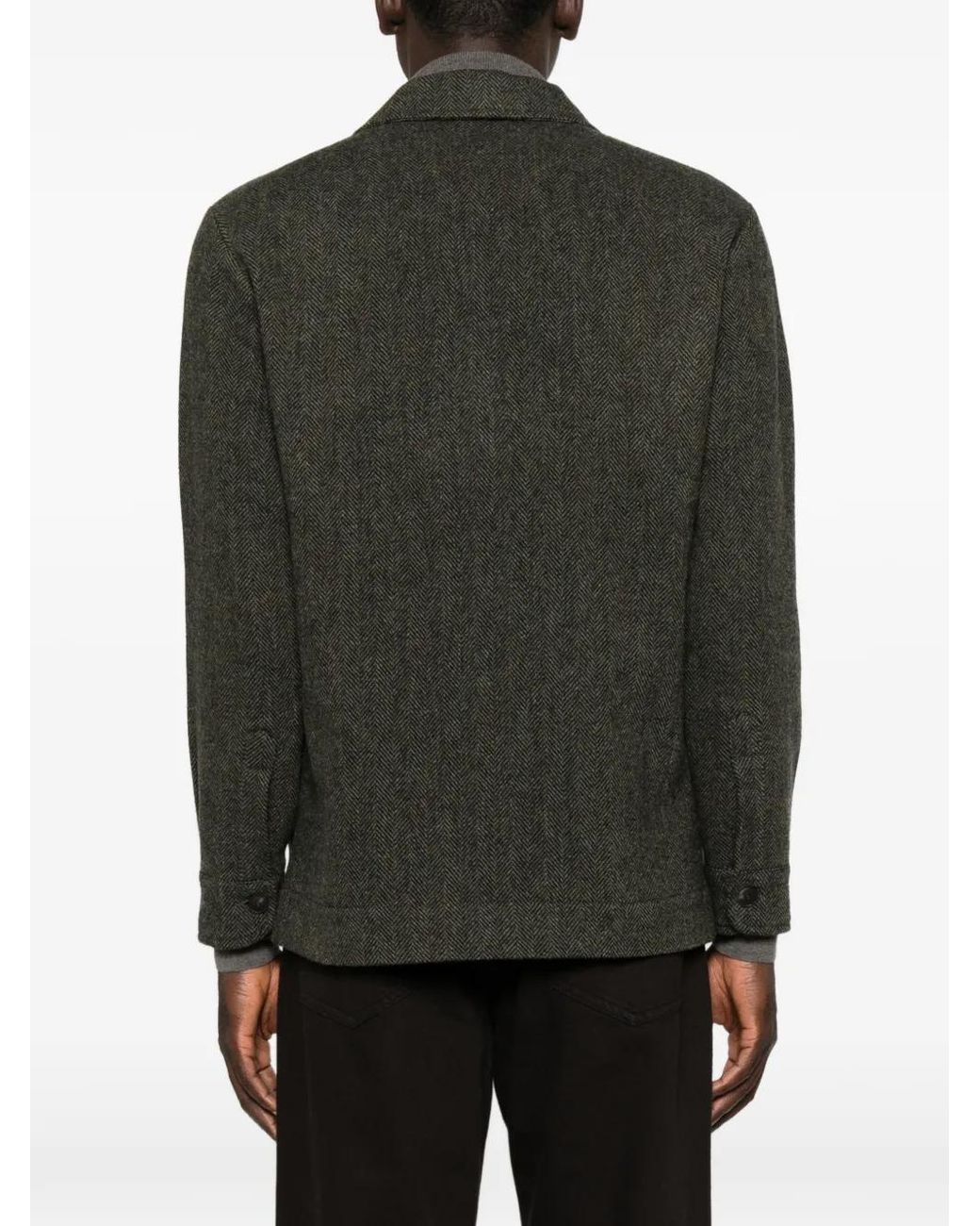 Gran Sasso Green Herringbone-Weave Wool Jacket for men