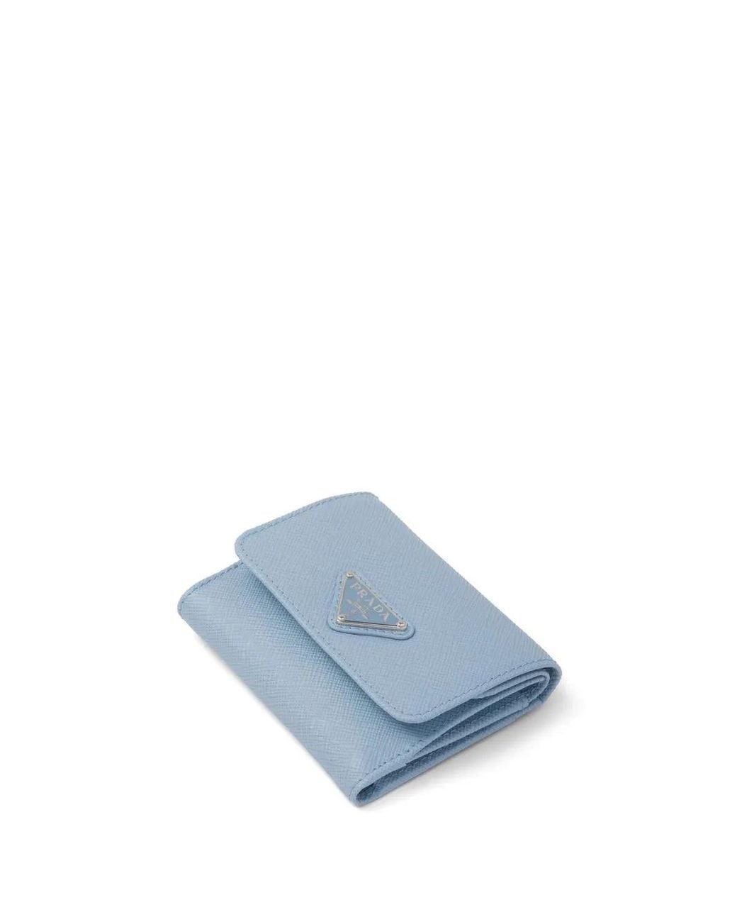 Prada Blue Triangle-Logo Saffiano Leather Wallet