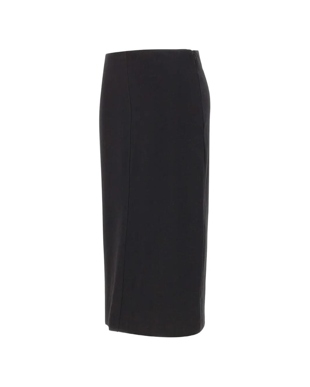 Elena Miro Black Back-Slit Midi Skirt