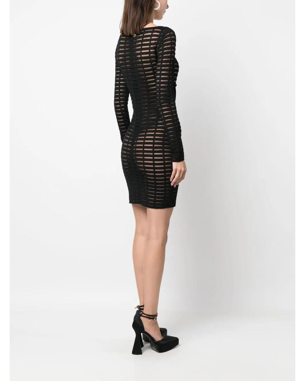 Genny Black Open-Knit Bustier Minidress