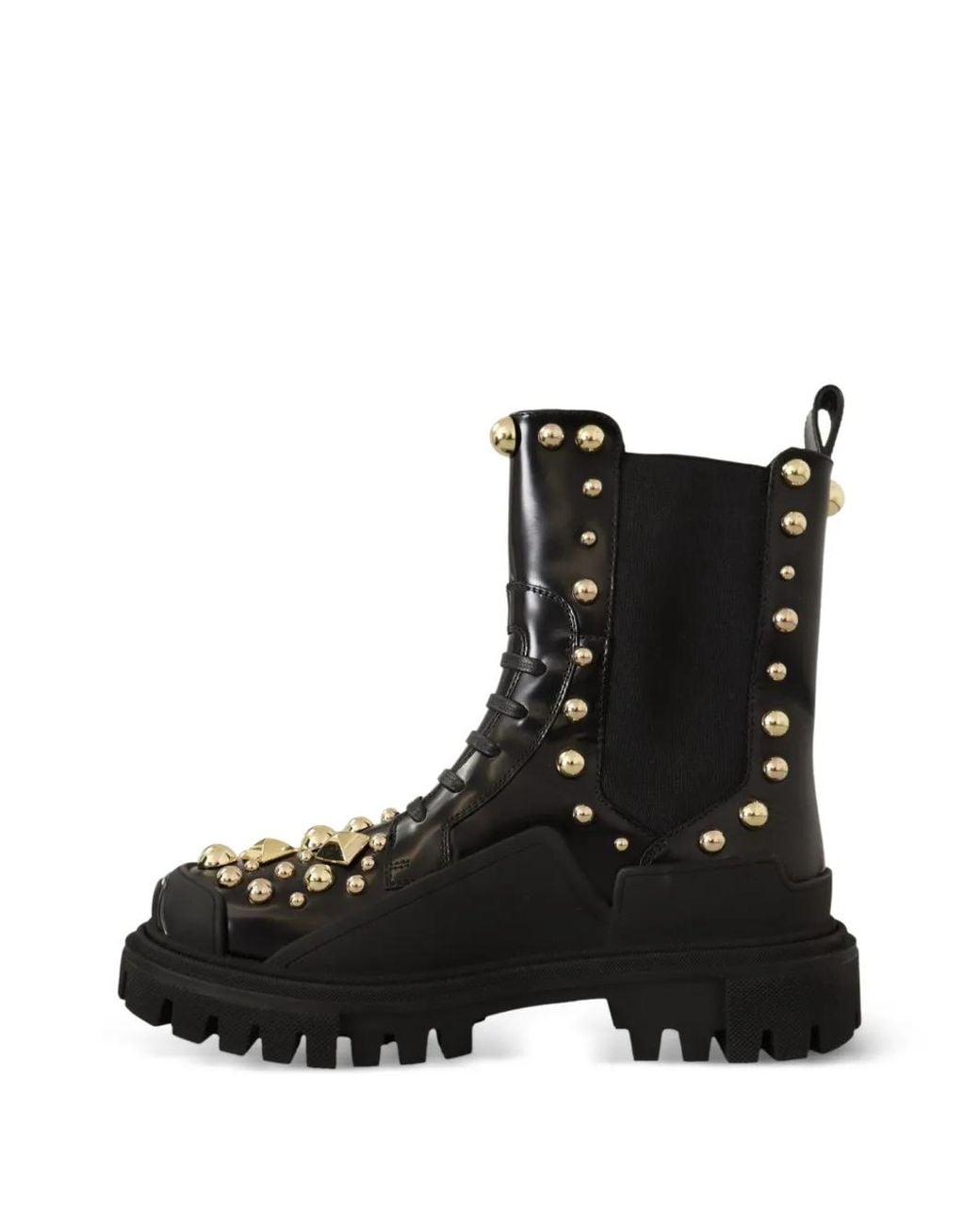 Dolce & Gabbana Black Studded Leather Combat Boots