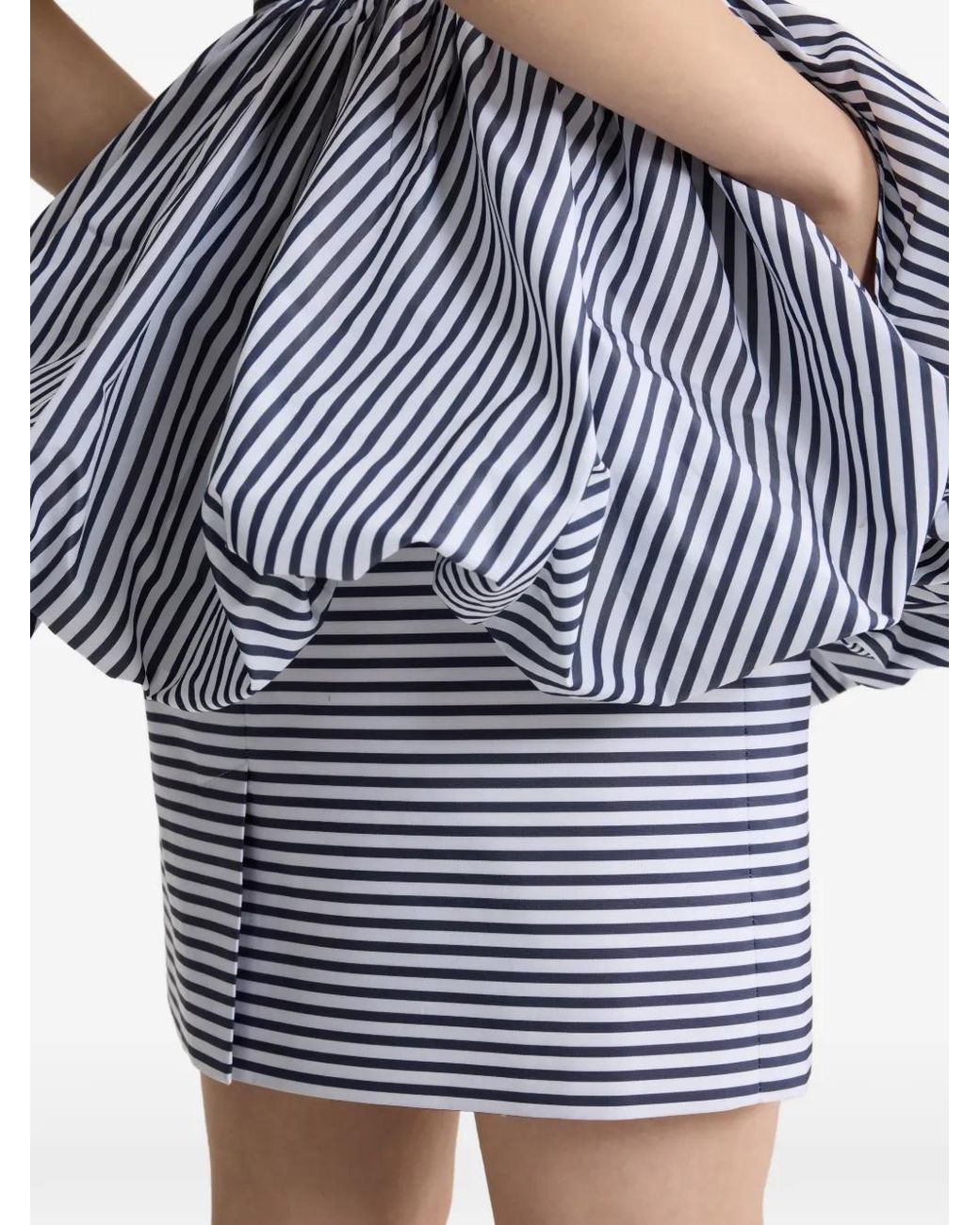 Patou Blue Striped Peplum Mini Fitted Skirt
