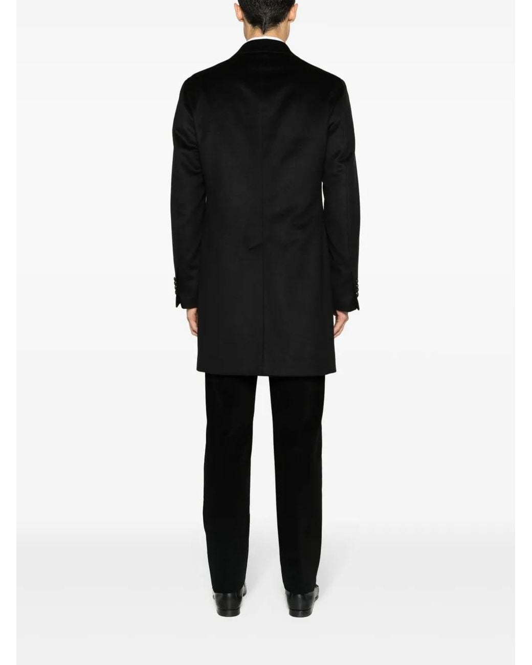 Tagliatore Black Bruce Felted Wool Coat for men