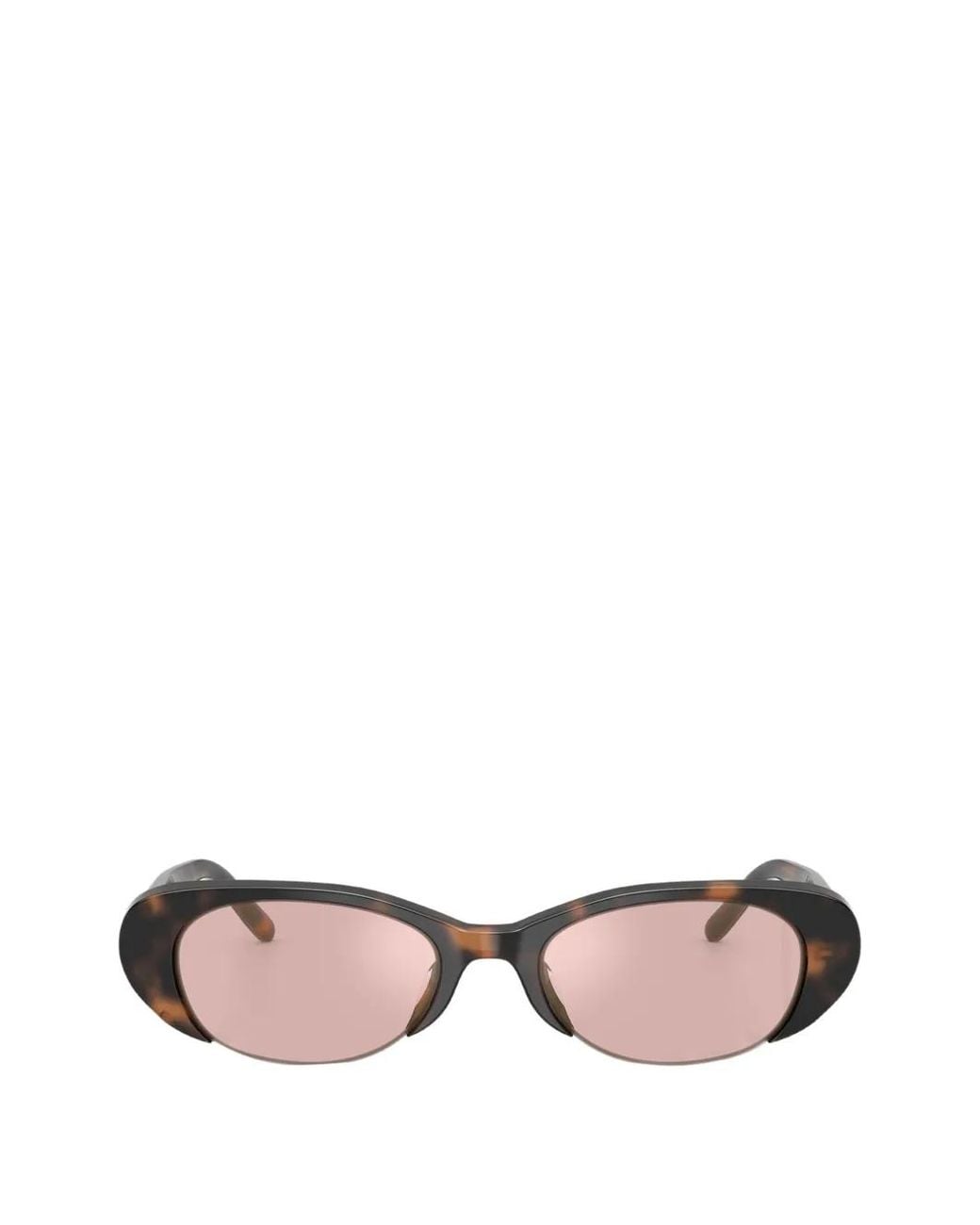Miu Miu Pink Tortoiseshell-Effect Oval-Frame Sunglasses