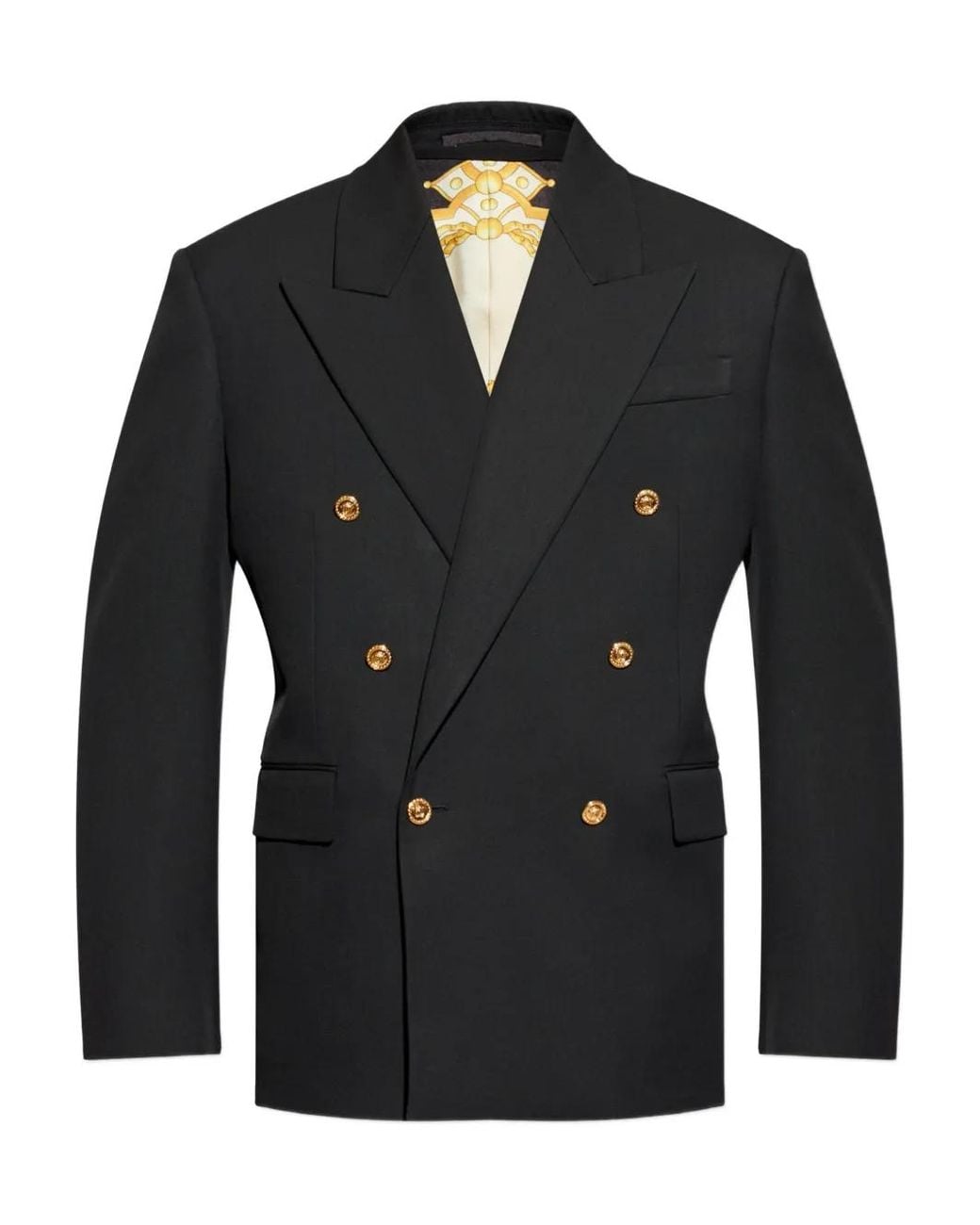 Versace Black Double-Breasted Button Jacket for men