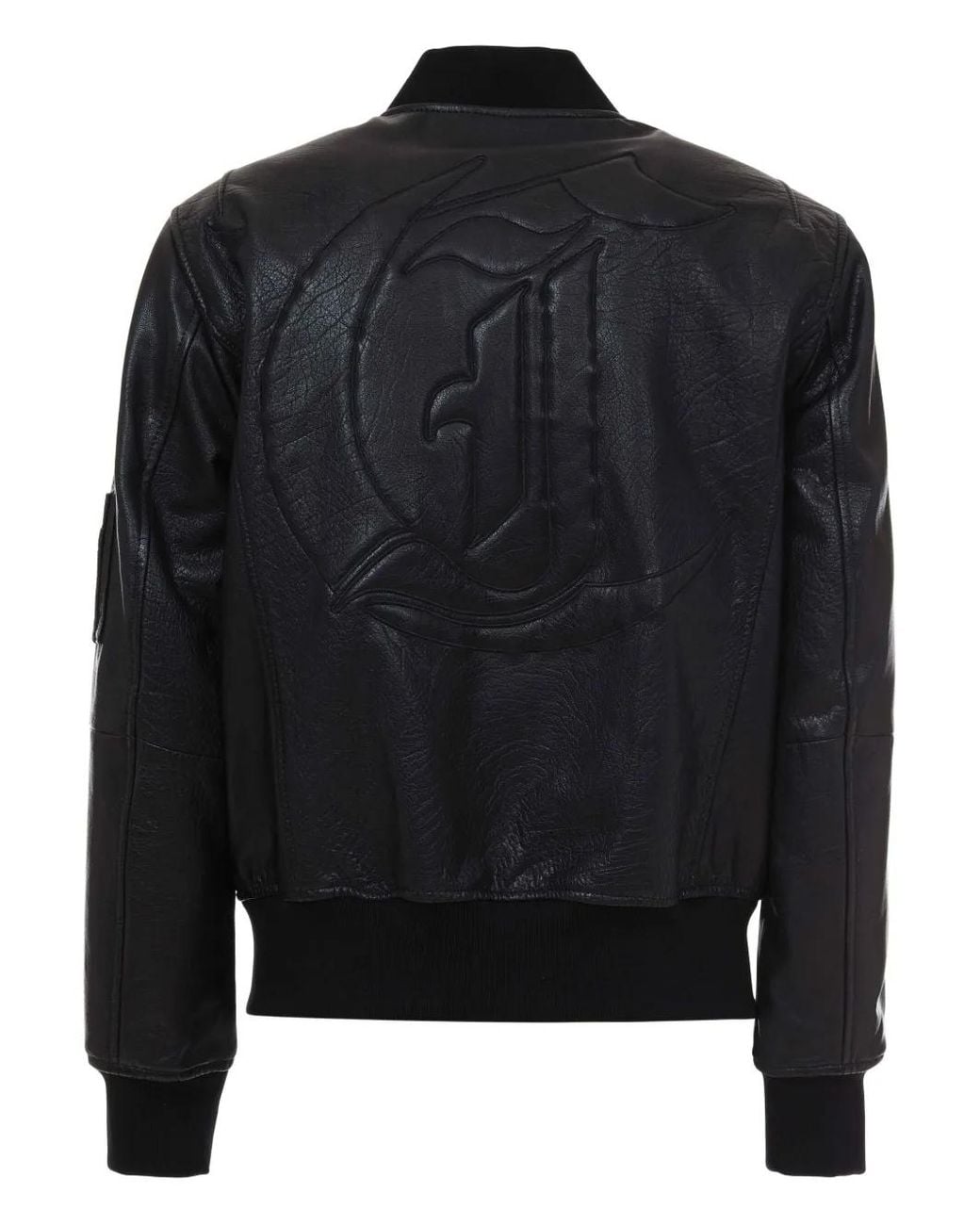 Just Cavalli Black Zip-Up Leather Jacket for men