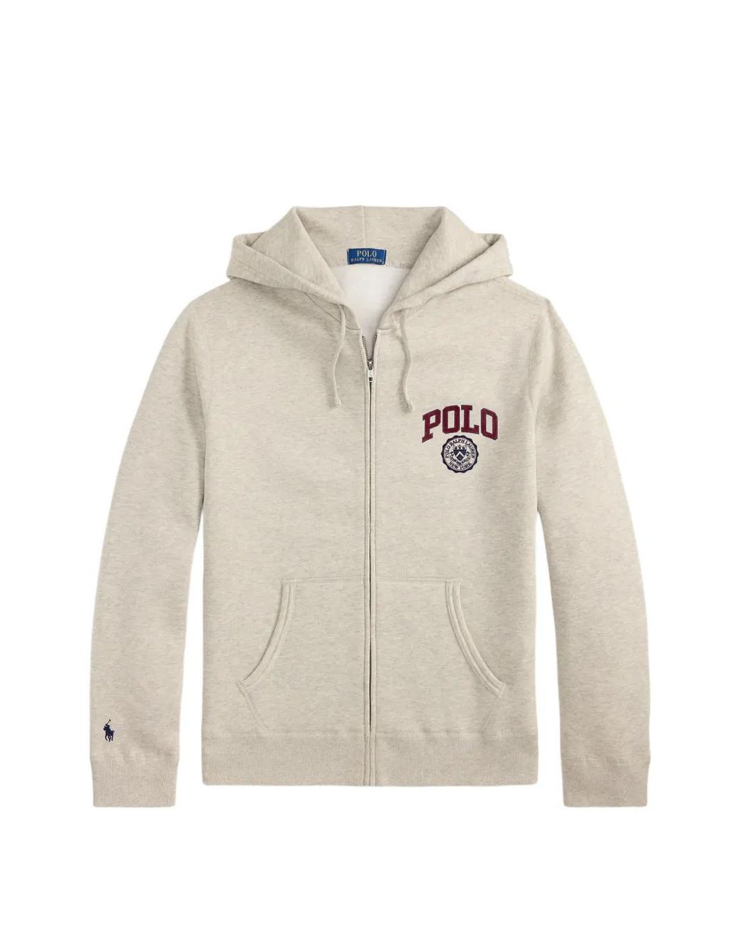 Polo Ralph Lauren White Logo-Embroidered Zip-Up Hoodie for men
