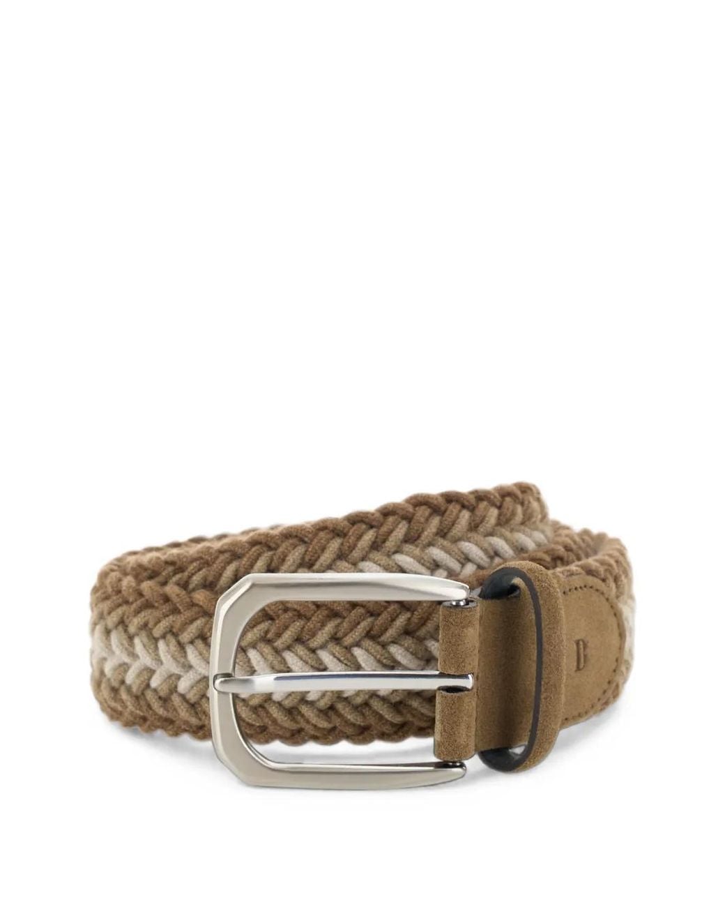 Boggi Brown Woven Stretch Wool Blend Belt for men