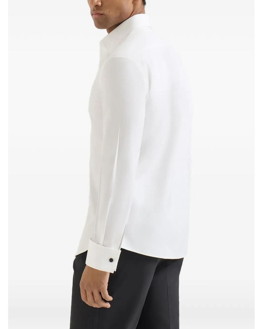 Brunello Cucinelli White Tuxedo Shirt for men