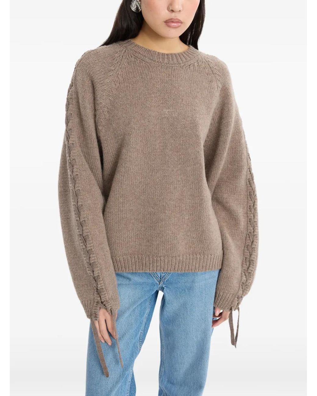ROTATE BIRGER CHRISTENSEN Brown Pull En Maille À Détails De Lacets